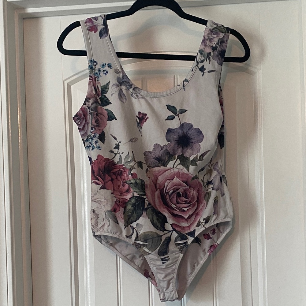 Charlotte Russe Floral Bodysuit in Pink and Purple